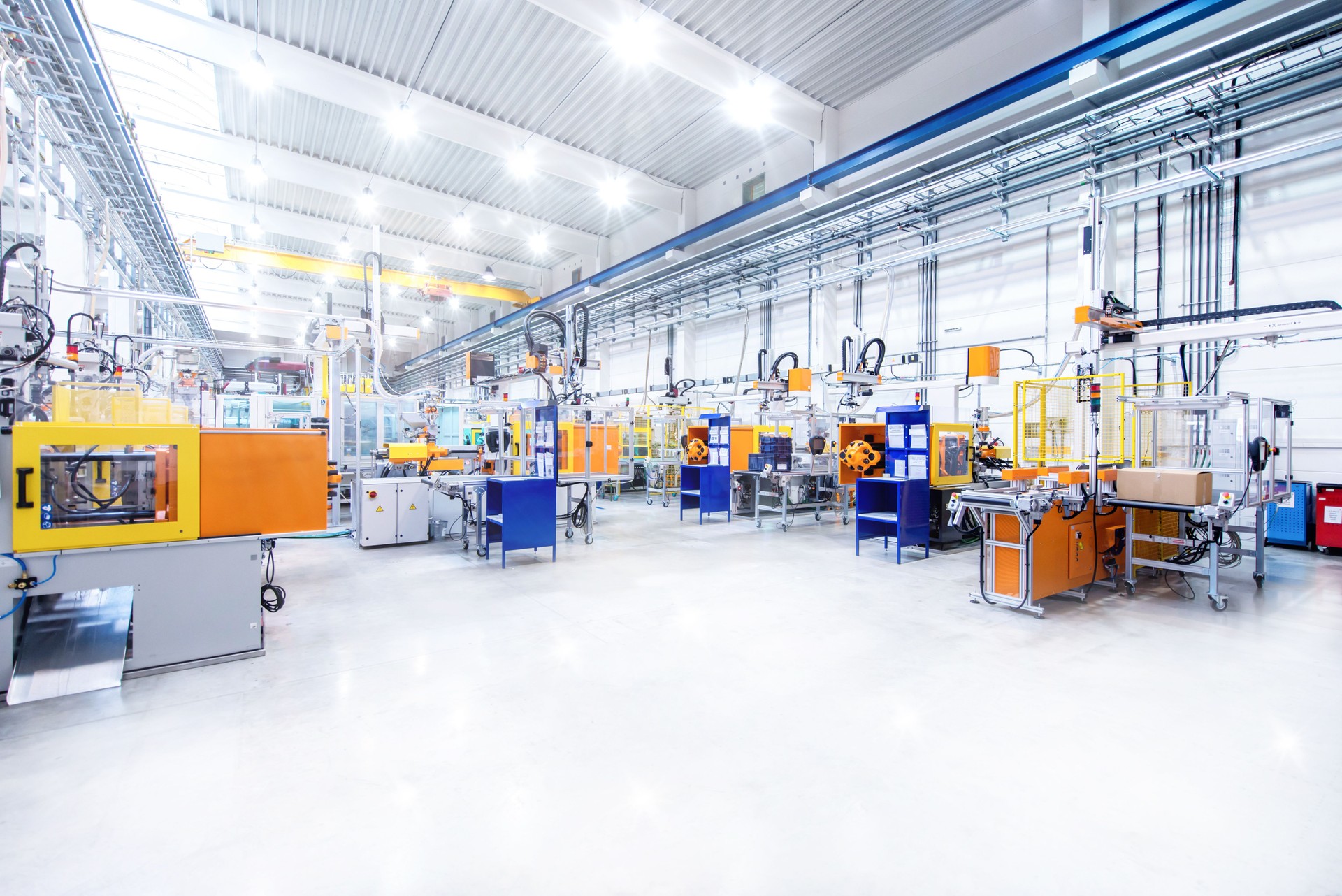 Futuristic machinery in modern production line